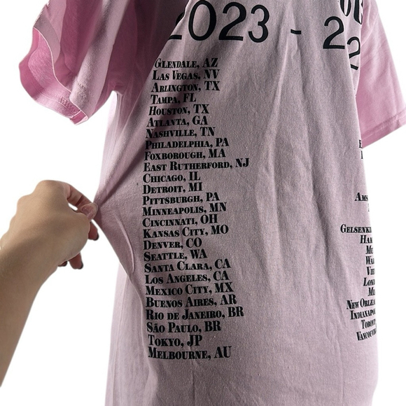 Taylor Swift The Eras Tour graphic concert tee shirt pink dates swiftie sz sm - Picture 9 of 11